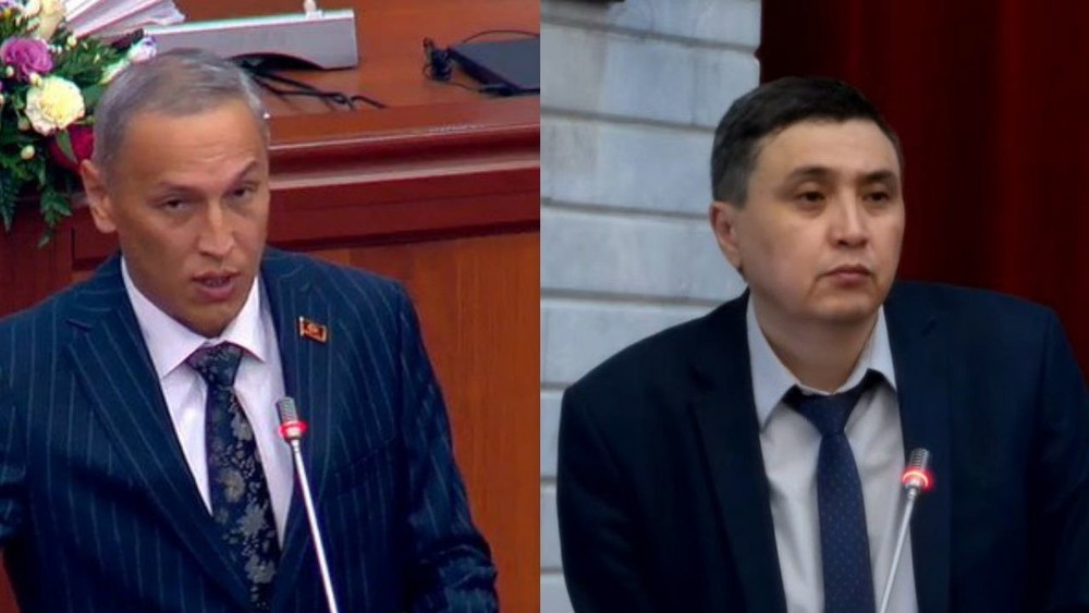 (слева-направо)депутат Алишер Эрбаев и замминистра Канатбек Сыдыков