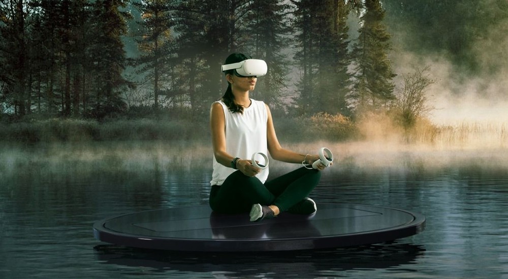 Фитнес-приложение Supernatural в гарнитуре виртуальной виртуальности Oculus Quest