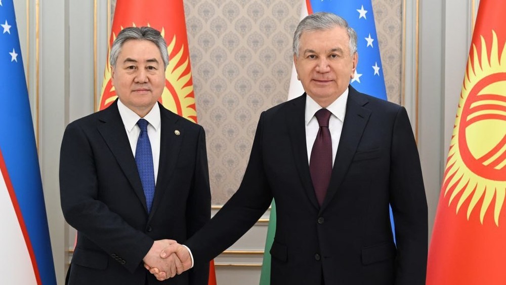 Министр Жээнбек Кулубаев и президент Шавкат Мирзиеев