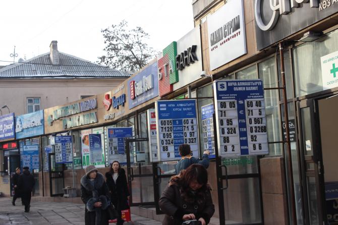 За 1 месяц доллар в обменках Бишкека подешевел на 5,3 сома, составив 58,70 сома &mdash; Tazabek