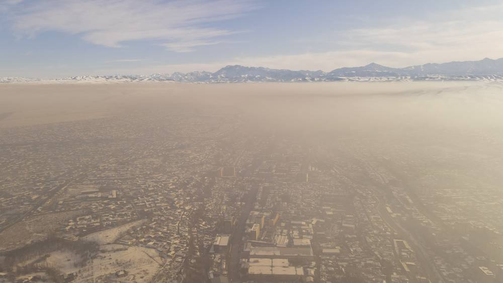 Смог в Оше. Фото с высоты 800 метров