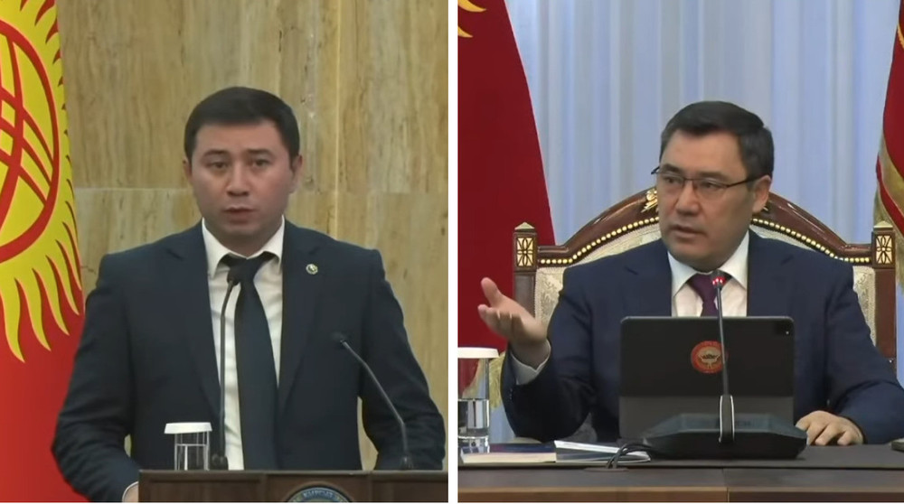 Слево-направо: замминистра финансов Руслан Татиков и президент Садыр Жапаров