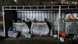 На мусорной площадке в 8 мкр два мусорных бака перевернуты. Почему? - горожанин