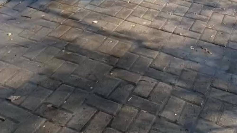 На Турусбекова вода из трубы брызгает на тротуар. Видео