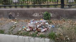 Мусор у забора Суворовского училища. Фото