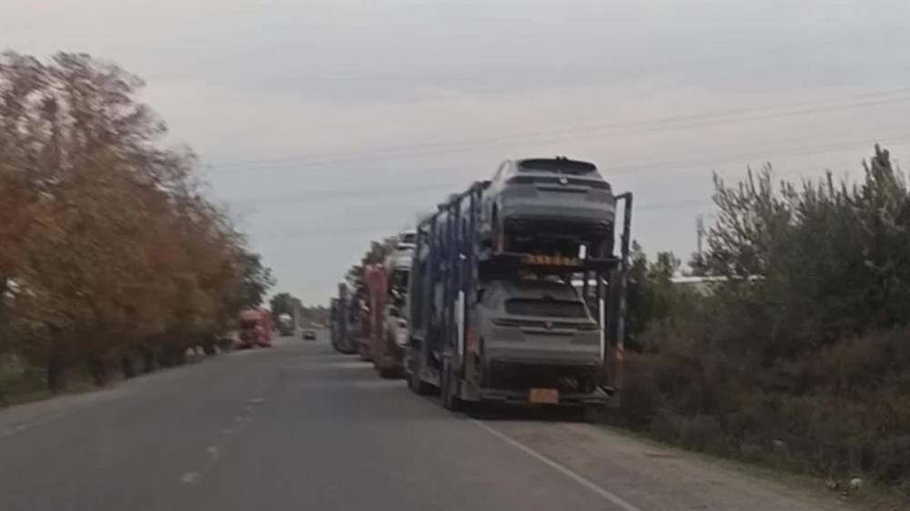 Автовозы с машинами на объездной