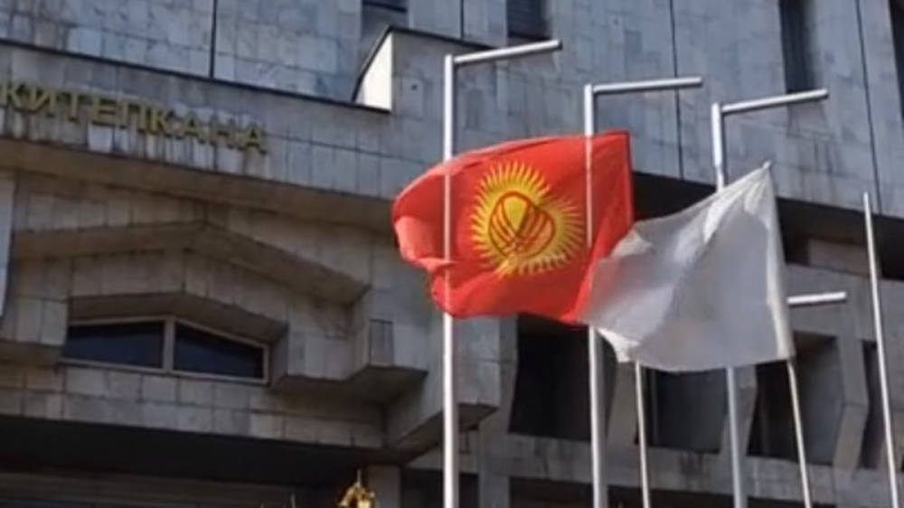 У входа в библиотеку им.Осмонова флаг Кыргызстана висит вверх тормашками. Видео