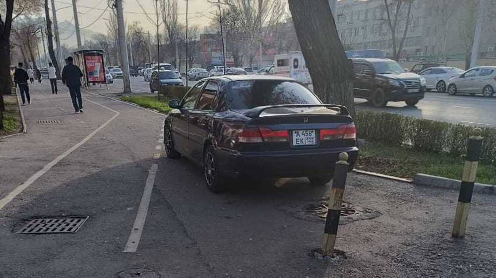 Водители продолжают парковаться на тротуаре по Айтматова. Фото