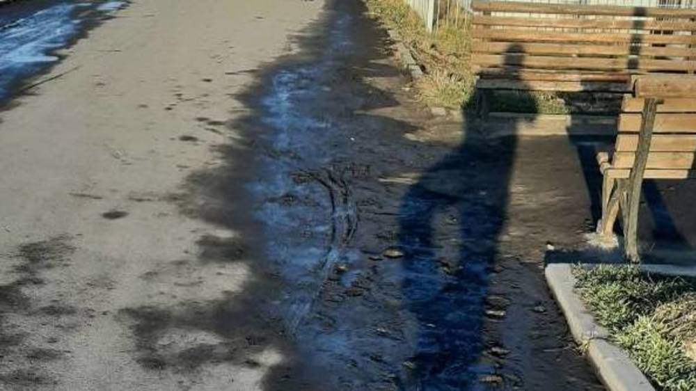 Тротуар на Южной магистрали в грязи. Фото