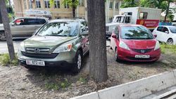 Две «Хонды» припаркованы в зеленой зоне. Фото