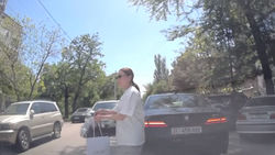 Девушка припарковалась на проезжей части, включила аварийку и ушла. Видео