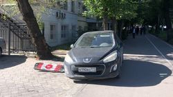«Шкоду» припарковали на тротуаре по Айтматова. Фото