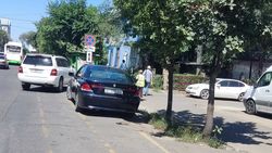 Велодорожка на Токтогула вновь заставлена машинами. Фото Велодорожка на Токтогула вновь заставлена машинами. Фото