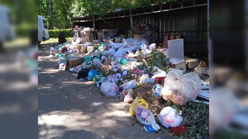 В 6-микрорайоне образовалась гора мусора на мусорной площадке