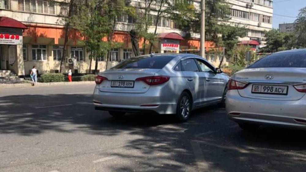 На остановке на Московской две «Сонаты» припарковались в два ряда. Фото