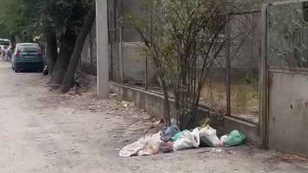 Территория бывшего здания Соцфонда вся в мусоре. Видео горожанина