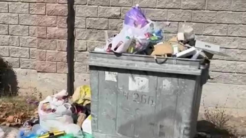 Мусорные баки напротив резиденции посла Кореи переполнены. Видео