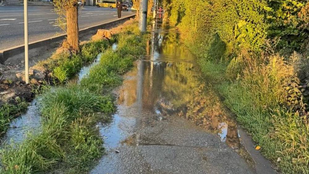 Тротуар на Горького затопило. Фото