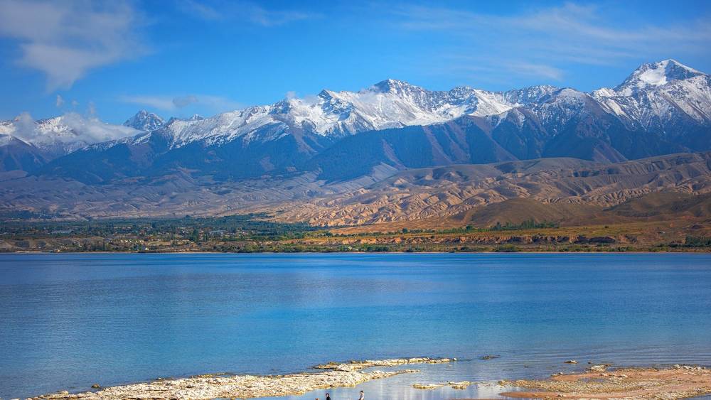 Горы, Иссык-Куль и лошадки. Фото с дрона