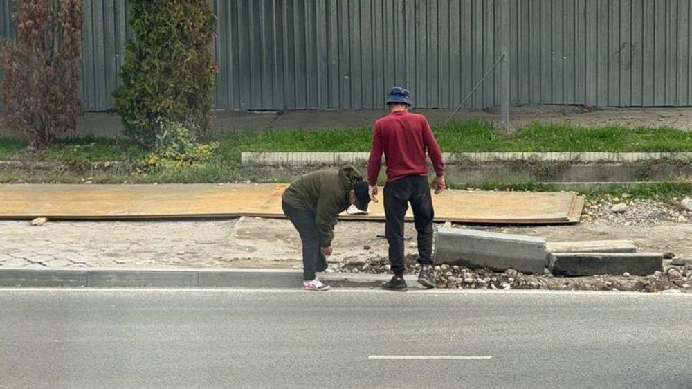 На Карла Маркса неизвестные ломают бордюры. Видео