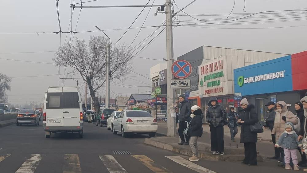 Остановка на Жибек Жолу заставлена машинами. Фото