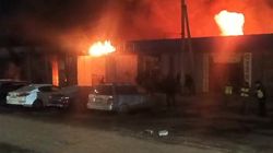 Пожар в районе рынка «Кудайберген». Видео очевидца
