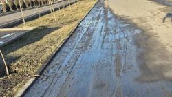 «Тазалык» очистил тротуар на Южной магистрали от грязи после жалобы горожанина. Фото мэрии