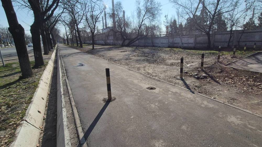 На тротуаре возле ТЭЦ сломали железную стойку. Фото