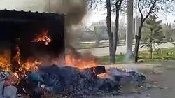 На Гагарина сгорела мусорная площадка. Видео