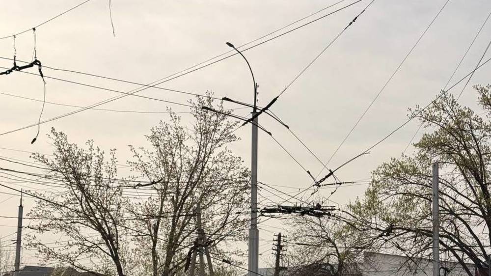 На Лермонтова оборвалась троллейбусная линия. Фото
