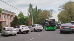 Водитель BMW X7 припарковался на проезжей части, заблокировав полосу для общественного транспорта. Фото