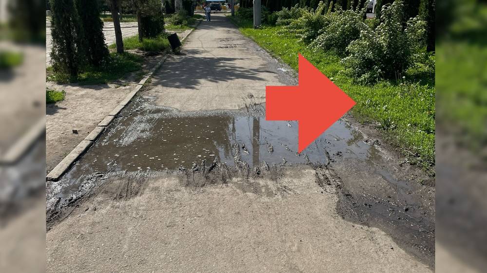 Тротуар по Чуй—Фучика затапливает даже при обычном поливе, - горожанин
