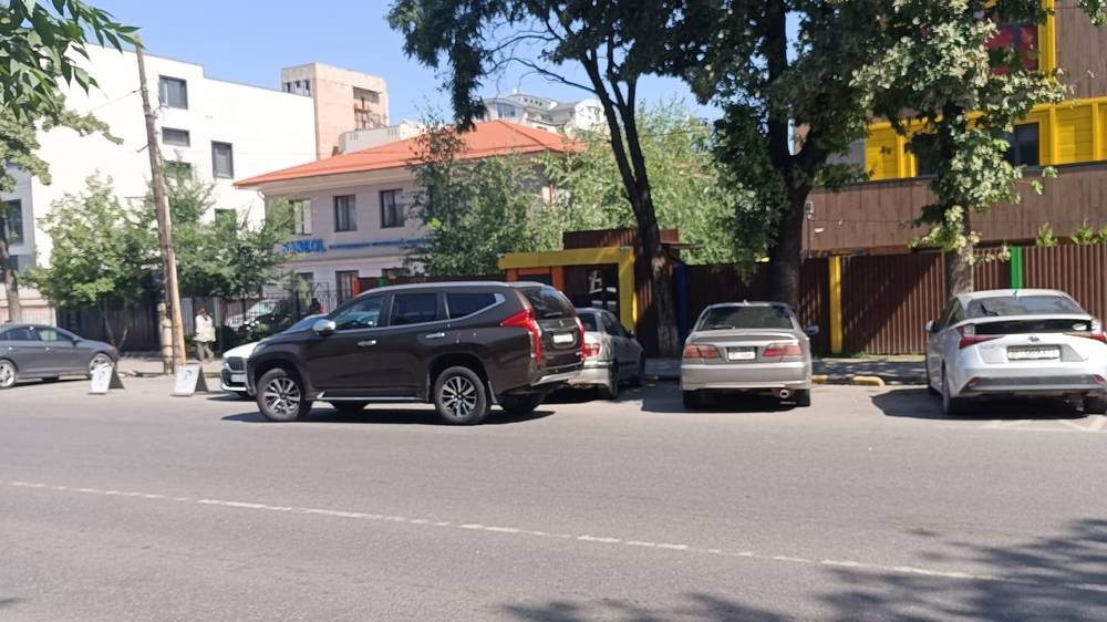 Парковка на проезжей части на Токтогула. Фото