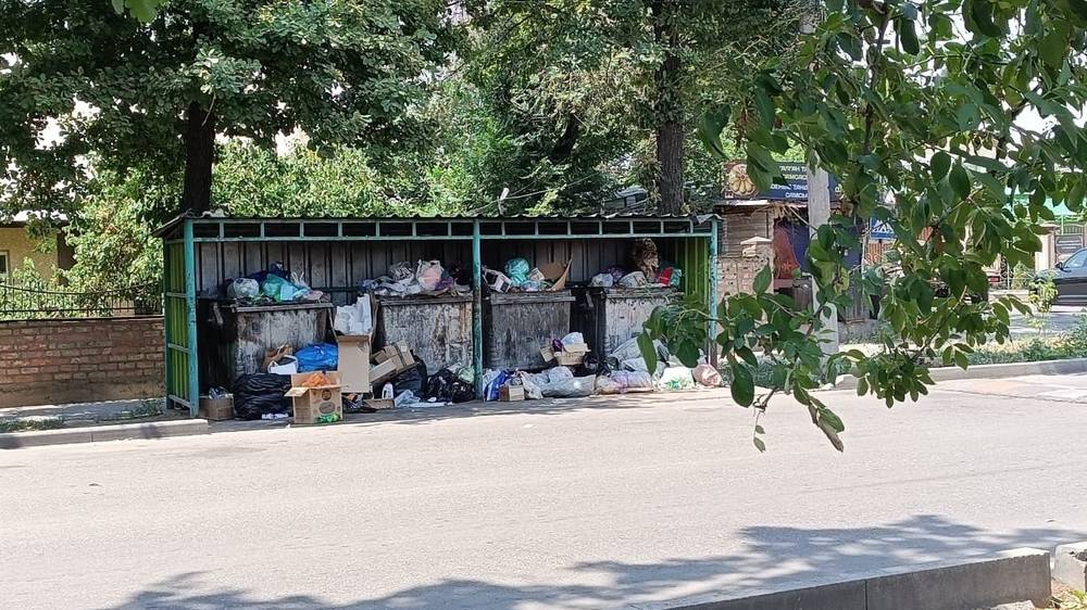 Мусорка на ул.Дзержинской забита. Фото