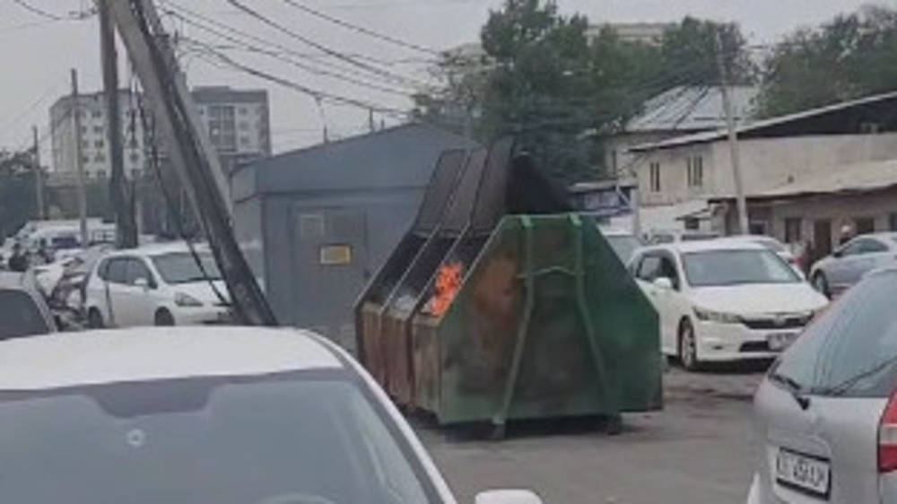 «Тазалык» потушил мусорные контейнеры на ул.Пушкина