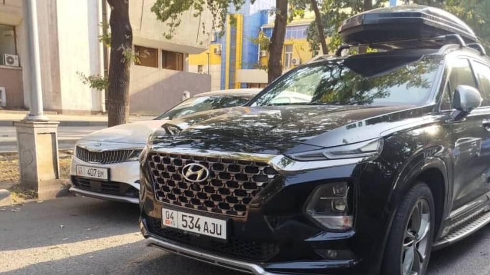Lexus GX 470 и «Хендай Санта Фе» припаркованы вторым рядом. Фото
