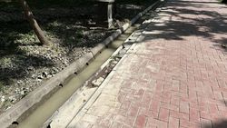Аллея на бульваре Эркиндик в грязи после полива. Видео