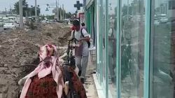 Как выглядит тротуар возле Аламединского рынка. Видео