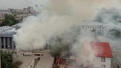 Горит здание училища им.Абдыраева. Видео