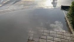 Лужа на тротуаре по проспекту Чуй. Видео