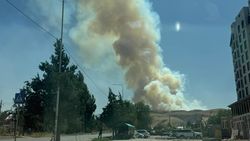 В горах рядом с Чон-Арыком горит сухотравье. Фото горожан