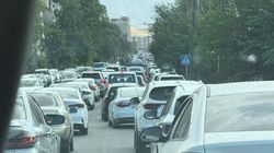 Фото — Длинная пробка по Токтоналиева Фото — Длинная пробка по Токтоналиева