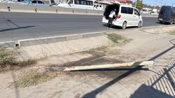 В Новопавловке сбили дорожный знак. Фото