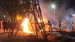 Пожар на ул.Садыгалиева: Сгорели джип и BMW. Видео очевидцев