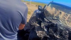 На Иссык-Куле столкнулись две машины. Видео с места аварии