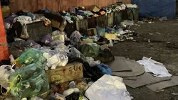 На Фучика снова собралась гора мусора у баков. Фото