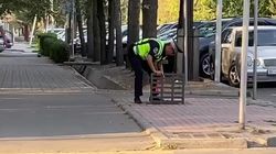 Патрульный снял решетку ливнеприемника, чтобы спасти кота. Видео горожанки