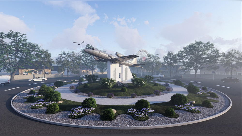 Стела самолет «Ил 28» / Пересечение улиц С.Ибраимова и Ленина