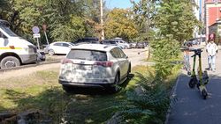 Водитель «Тойоты» устроил себе парковку в зеленой зоне. Фото