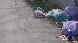 Мешки с мусором на дороге в Лебединовке. Видео Мешки с мусором на дороге в Лебединовке. Видео